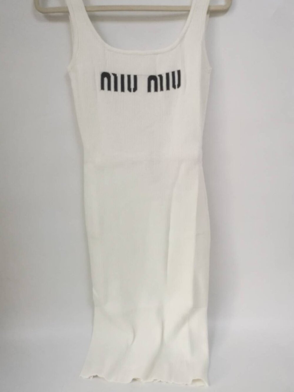 MIU MIU Women's White Slim Fit Hip-Hugging Cami Dress 2026 New